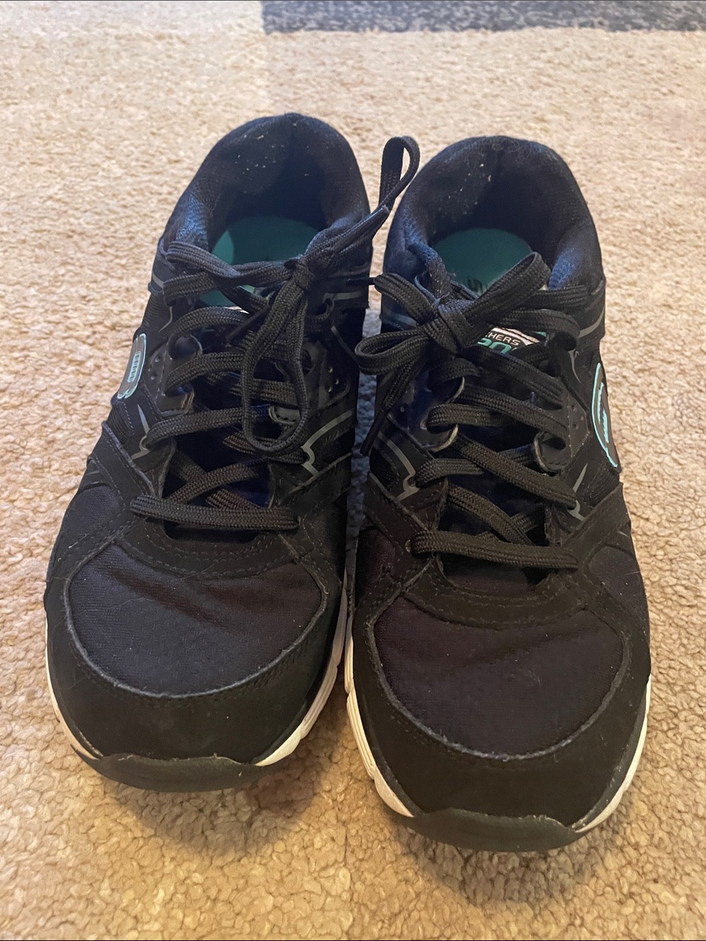 Skechers Black Athletic Sneakers with Teal Accent